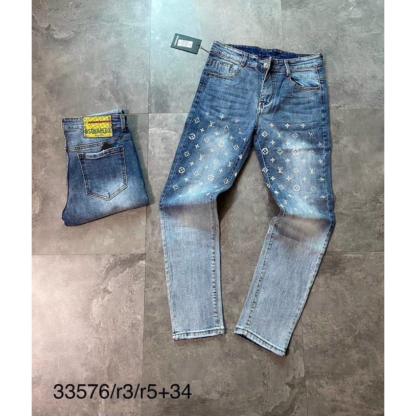 Quần jean nam cao cấp rách gối in chữ co giãn chất bò mẫu mới nhất tara_shop96