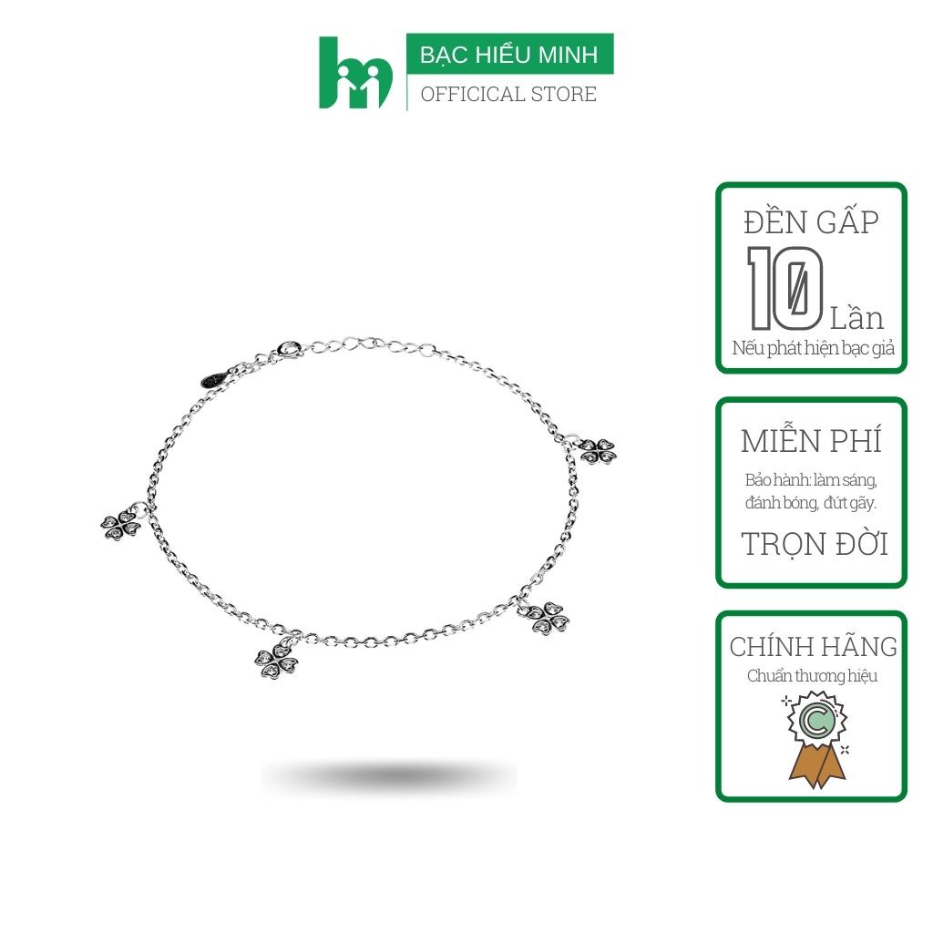Lắc Chân Nữ Bạc Hiểu Minh LC217 Cỏ 4 Lá May Mắn Bảo Hành Vĩnh Viễn