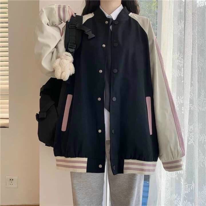 [Mã FAMARAL2 giảm 10K đơn 50K] áo khoác nữ bomber dù form rộng phối màu 251