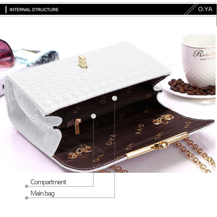 Túi Đeo Chéo, Túi Đeo Chéo T22 Caro Khóa Gài Màu Trắng