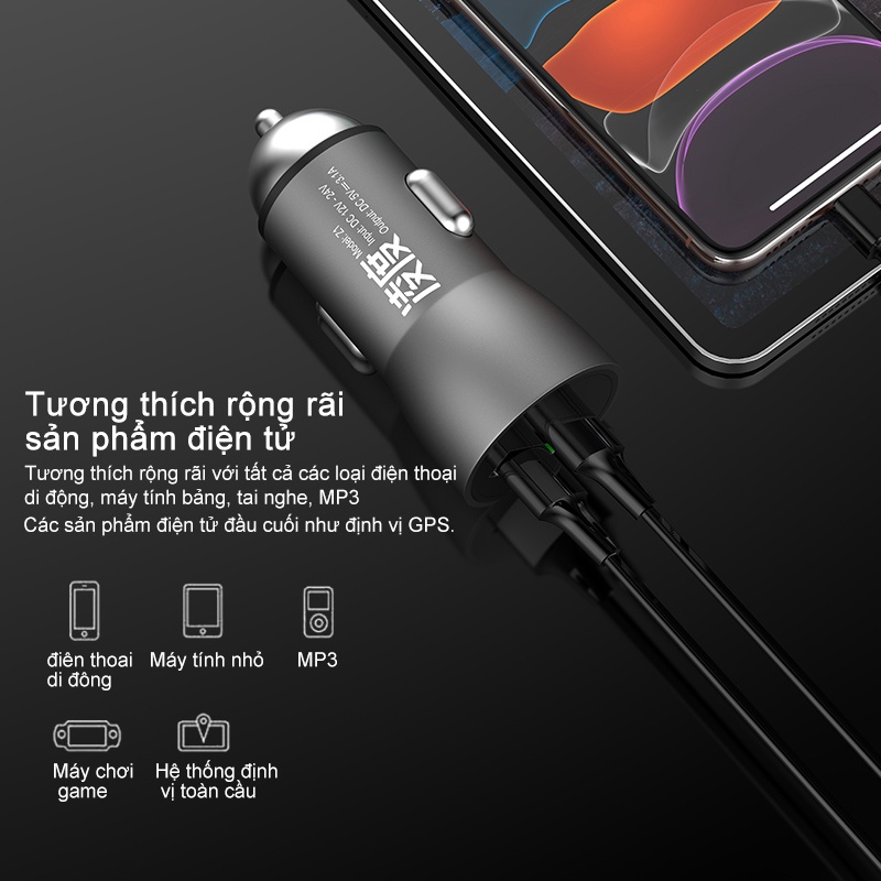Sạc ĐT AmazeFan USB dùng trên xe hơi cho ĐT táo 11 Pro Max Xiaomi Huawei