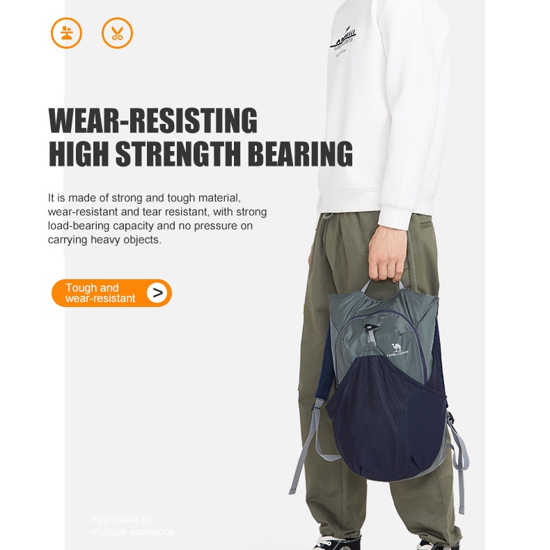 Balo thể thao Camel Crown siêu nhẹ 14L không thấm nước gấp gọn được