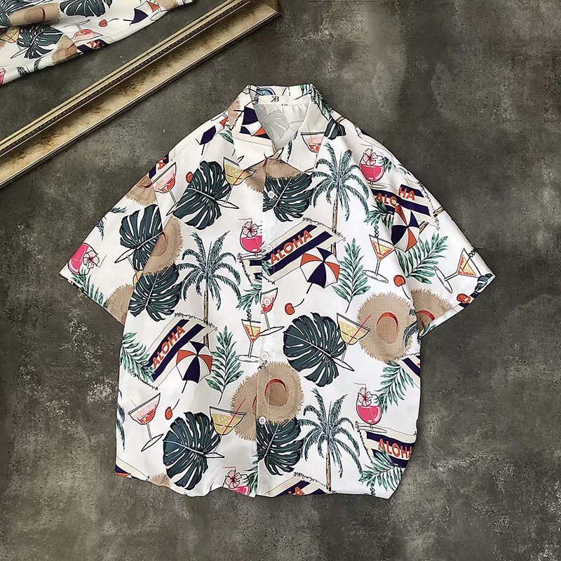 Áo sơ mi tay ngắn hoạ tiết hawaii thời trang cho nam
