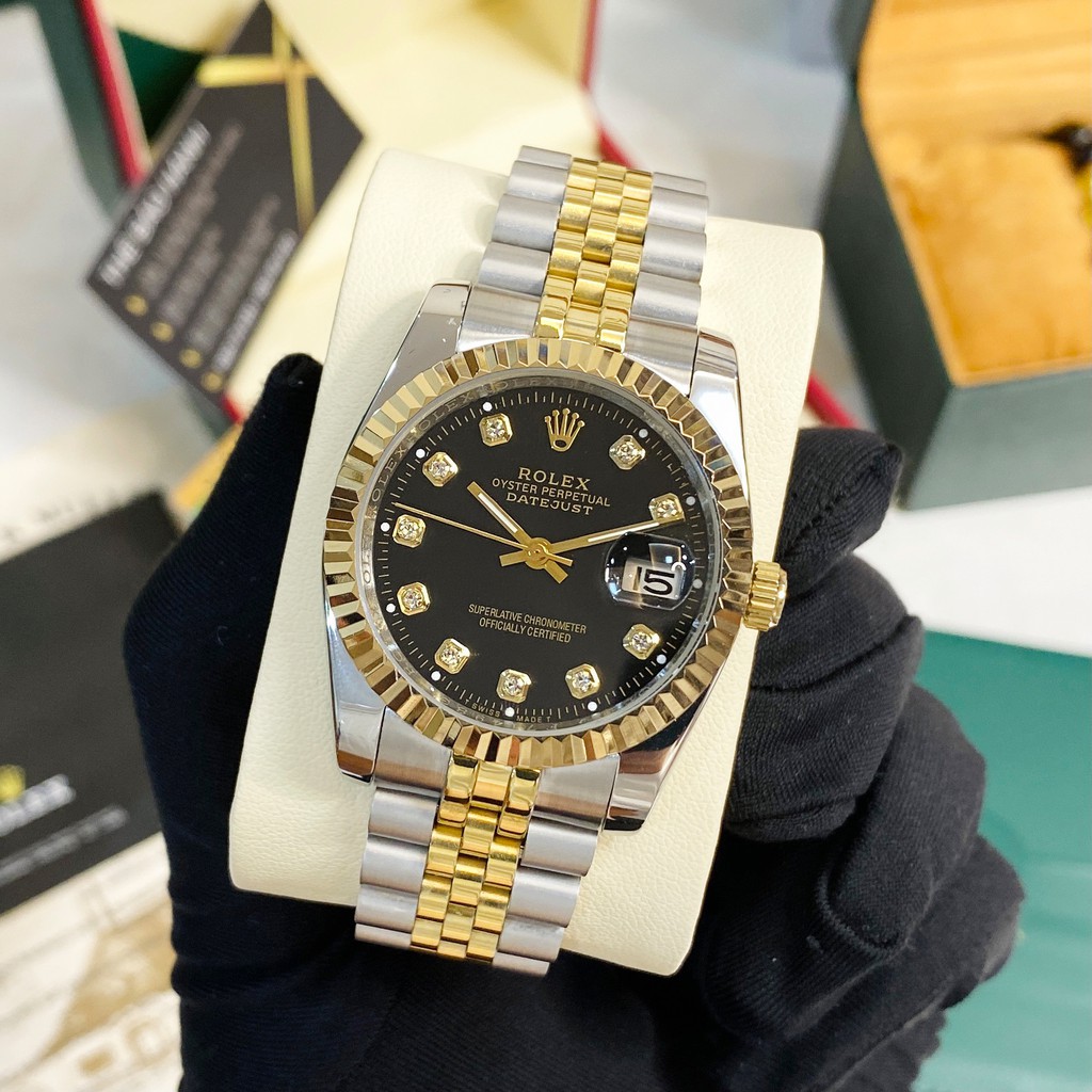 [Máy cơ] Đồng hồ cơ nam Rolex automatic mặt đính viền băm chống nước DH561 - shop228