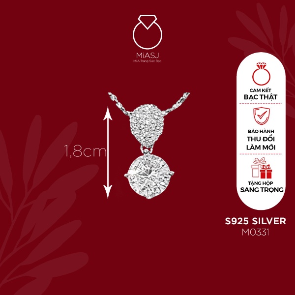 Mặt dây chuyền nữ Bạc Ý S925 MiASJ đính đá Cz nhiều kiểu dáng kích thước da dạng M5