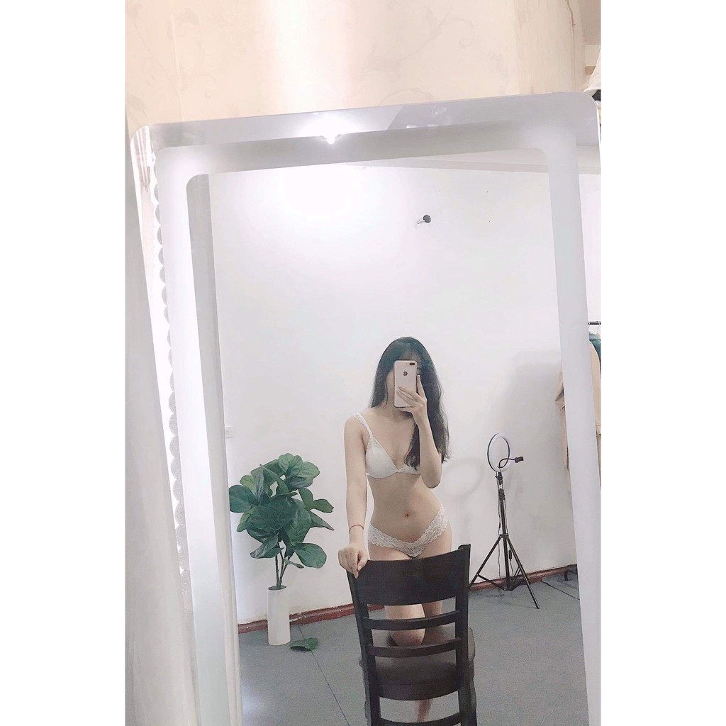 Bộ đồ lót ren Bralette họa trắng đơn giản có mút mỏng, cực quyến rũ, hình thật shop tự chụp BRAHY 112
