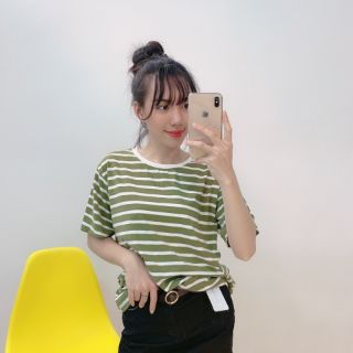 Áo thun form rộng kẻ sọc (dưới 60 kg )