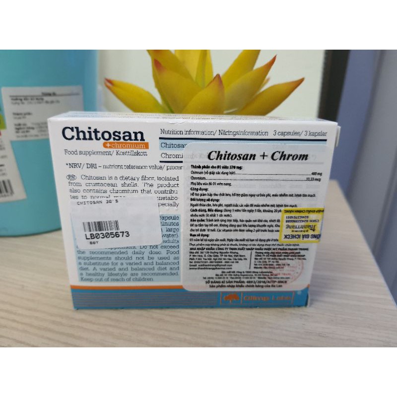 Viên Uống Hỡ Trợ Giảm Cân & Hạ Mỡ Máu Chitosan + Chrom (Hộp 30 Viên)