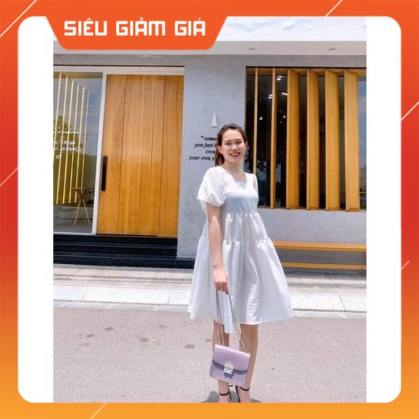 Váy Nữ Thời Trang trắng buộc nơ xinh xắn