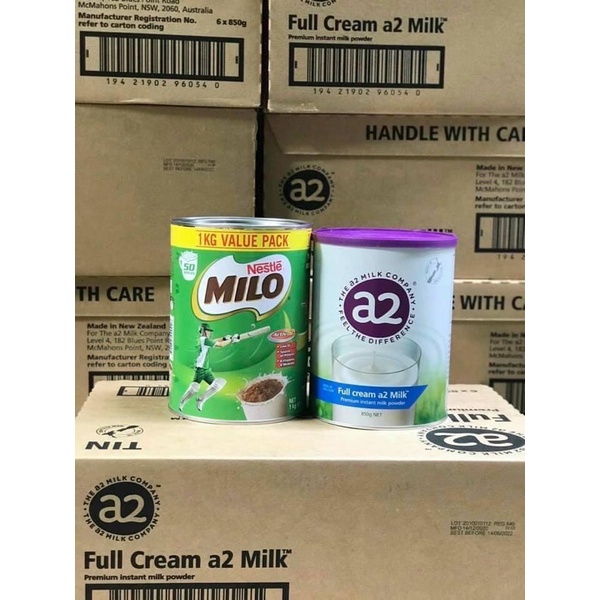 bộ đôi milo a2 nguyên kem a2 tách kem date 8/2022