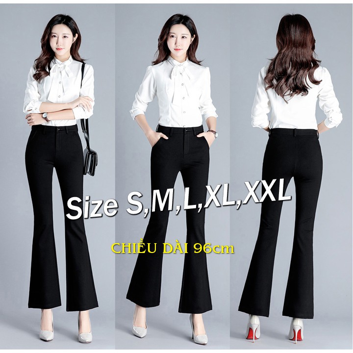 Quần Tây Nữ Lưng Cao ⚡FREESHIP⚡Giảm 45k Khi Mua Đơn Từ 500k - Quần dài thun lưng cao 2 túi ống loe QD259 | BigBuy360 - bigbuy360.vn