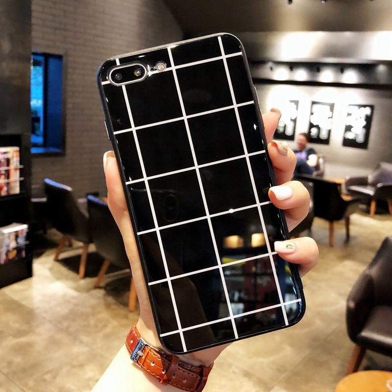 Ốp Iphone Lưng Kính hình Ô vuông dành cho ip 6 đến 14promax - k201