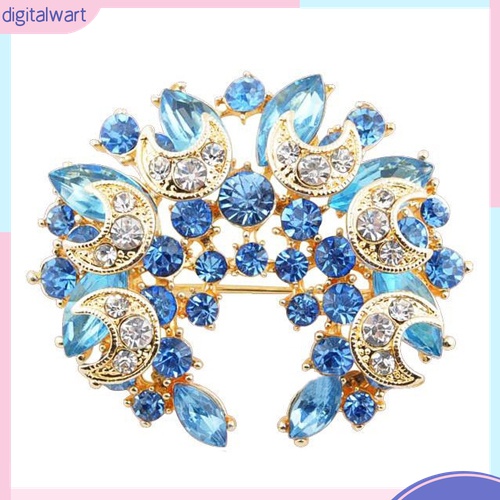 Ghim Cài Áo Hình Hoa / Trăng / Lưỡi Liềm Đính Đá Phong Cách Vintage Thời Trang Cho Nữ