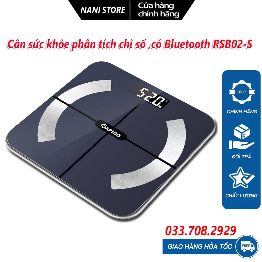 Cân đo sức khỏe, Cân Sức Khỏe Phân Tích Chỉ Số - Loại Vuông,Có Bluetooth RSB02-S