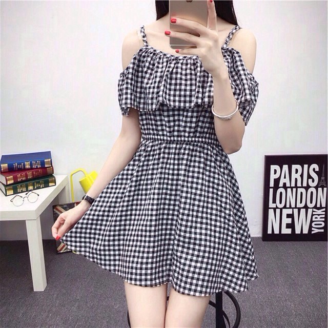 đầm dây caro cực xinh