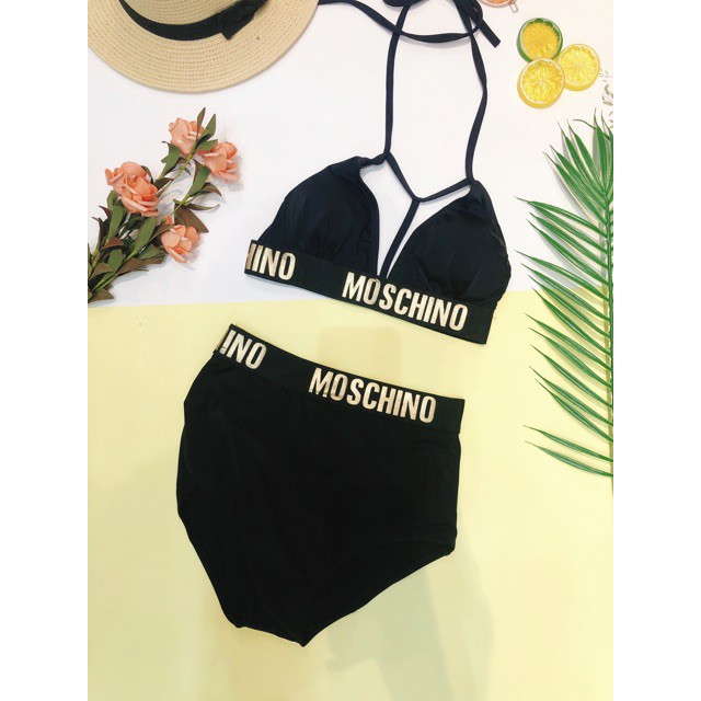 Bikini, bộ bơi 2 mảnh đen phối thun Moschino cực cá tính - EVA shop