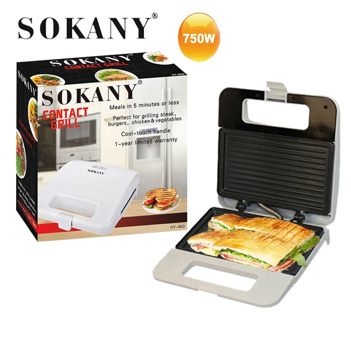 Máy Nướng Bánh Hotdog Sandwich Tại Nhà, Máy Làm Bánh Sokany 750W