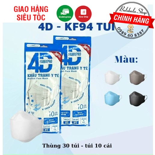 Túi 10 Khẩu trang 4D Famapro cao cấp/ KL MASK công nghệ Hàn Quốc