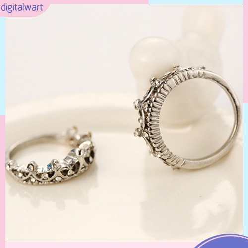 Nhẫn mạ bạc hình vương miện đính đá xinh xắn