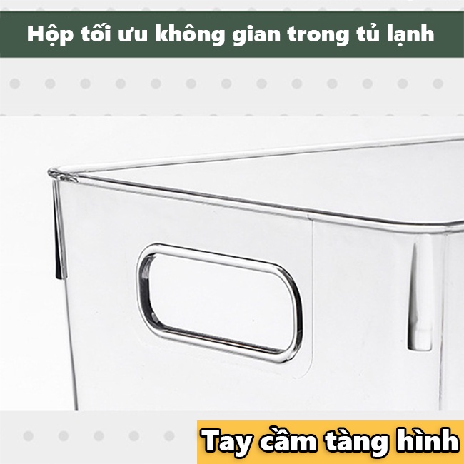 Hộp Nhựa To Đựng Đồ Trong Suốt Đa Năng Có Tay Cầm Hai Bên Để Đồ Trong Tủ Lạnh Nhà Tắm Nhà Bếp Chất Liệu Nhựa PP