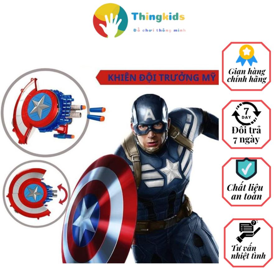 Đồ chơi nhập vai siêu anh hùng Khiên đội trưởng mỹ, chất liệu nhựa nguyên sinh ABS -Thingkids