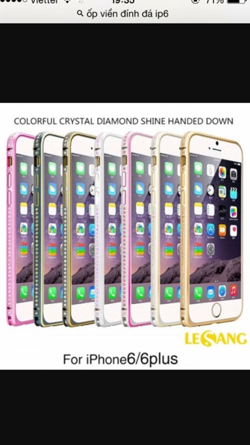 Ốp viền đính đá dành cho ip6/6s/6plus