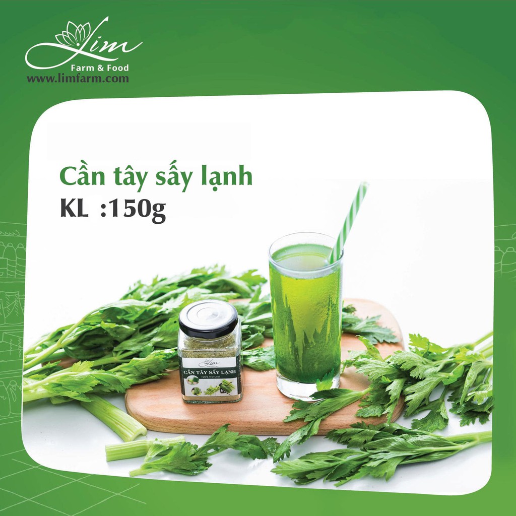 Bột Cần Tây Sấy Lạnh Nguyên Chất Hũ 150Gram LimFarm - Hỗ Trợ Giảm Cân , Thanh Lọc Cơ Thể , Giảm Mụn Mờ Thâm