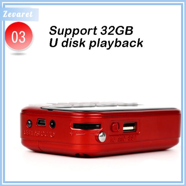 Loa Zevaret Mini Cầm Tay Màn Hình Kỹ Thuật Số Tích Hợp Đài FM USB TF MP3