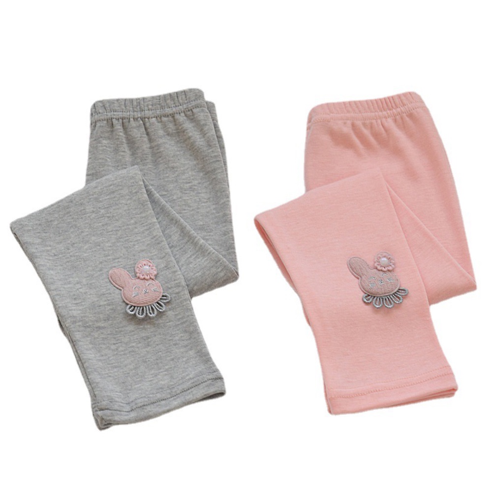 Quần dài dáng rộng nhiều màu trơn họa tiết thỏ hoạt hình phong cách Hàn Quốc xinh xắn cho bé gái