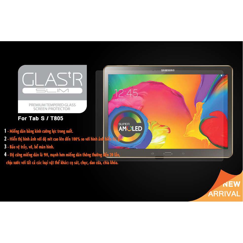 [Mã ELFLASH5 giảm 20K đơn 50K] Miếng dán màn hình cường lực Samsung Galaxy Tab S 10.5 T805