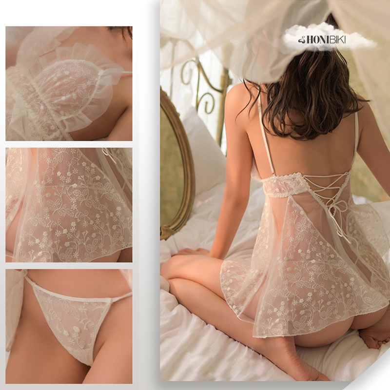 Váy ngủ Sexy siêu cao cấp - Váy ngủ ren lưới xuyên thấu gợi cảm cho nữ HONIBIKI Mã VN015 | BigBuy360 - bigbuy360.vn