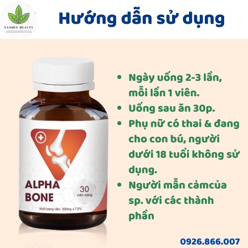 Viên uống khớp Alpha Bone giúp bổ sung dưỡng chất cho khớp, giảm đau nhức, viêm khớp, thoái hóa khớp - Hộp 30 viên