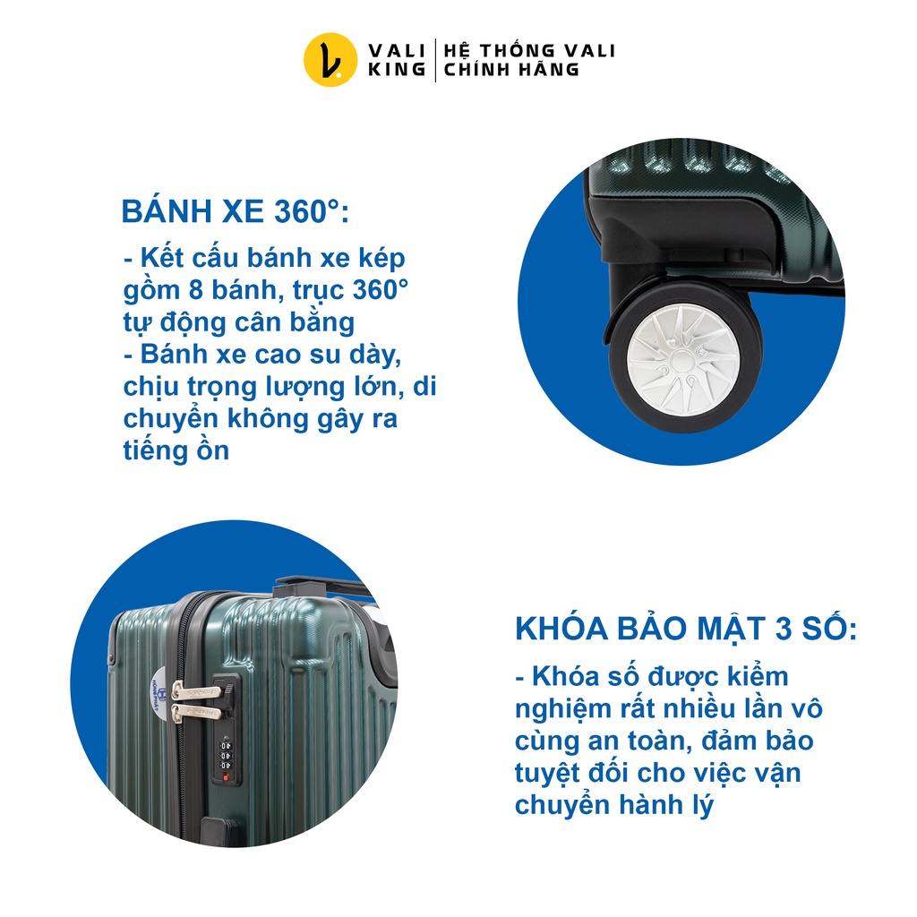 Vali kéo cao cấp HUNGPHAT-607 bo góc kim loại kích thước 20, 24 inch chính hãng Hùng Phát - Bảo hành 5 năm