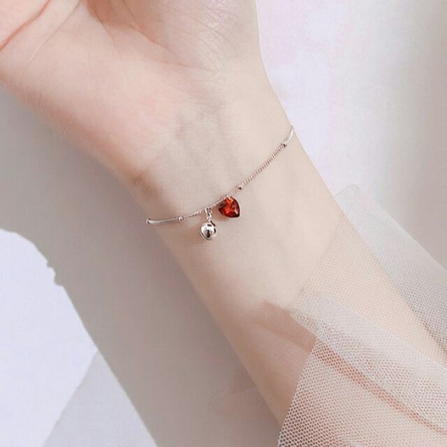 Lắc tay nữ trái tim nhỏ có chuông xinh xắn dễ thương 💓💓