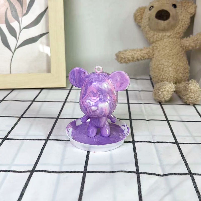 Set DIY đổ màu Acrylic pouring gấu bạo lực Bearbrick tự làm móc chìa khóa thủ công handmade quà tặng cho người yêu