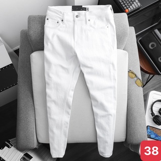 Quần jean nam trắng trơn không rách gối chất bò cao cấp co dãn 4 chiều cực đẹp, quần rin nam đẹp 3D59 MẪU MỚI
