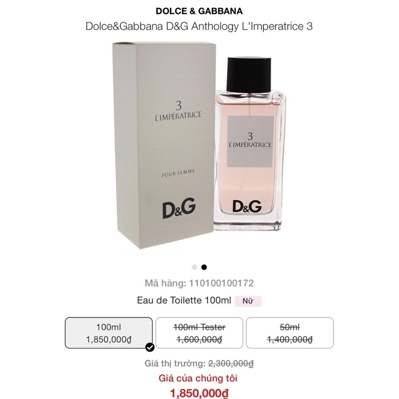 Nước Hoa Nữ Dolce&Gabbana D&G Anthology L'Imperatrice 3 100ml Hàng Chính Hãng