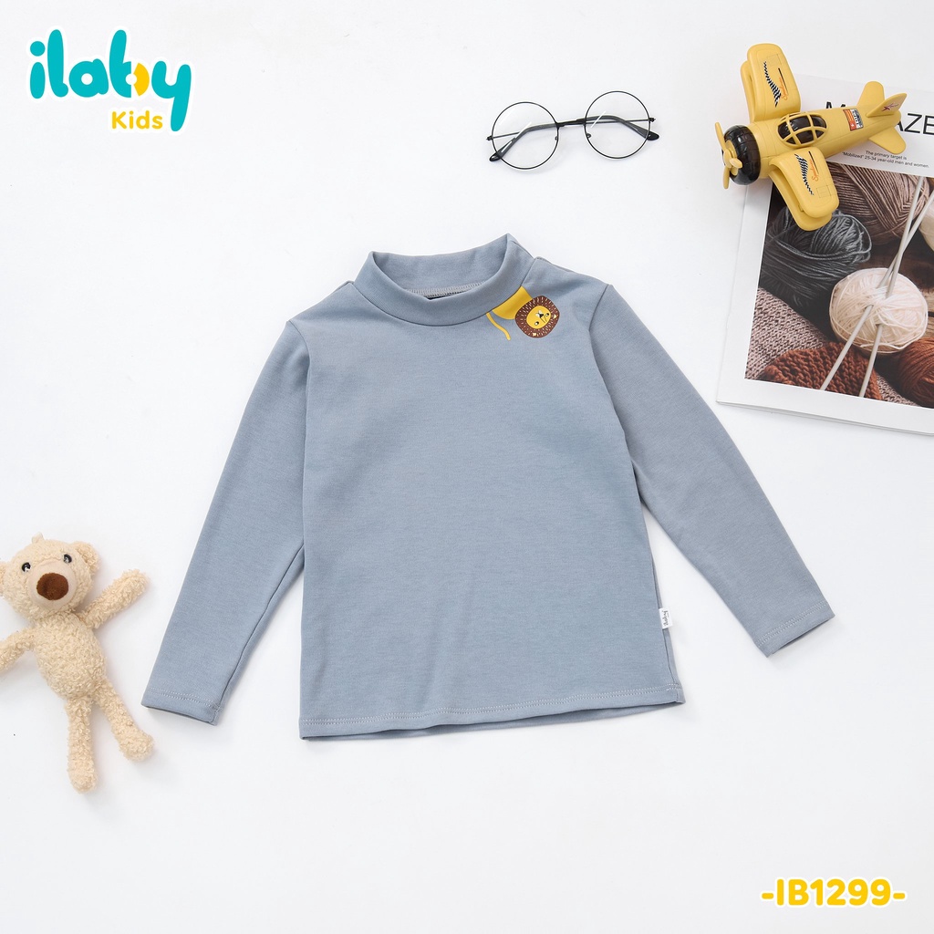 Áo giữ nhiệt bé trai ILABY in cổ chất liệu len tăm nhỏ lót lông mềm [20IG1299I2DL]