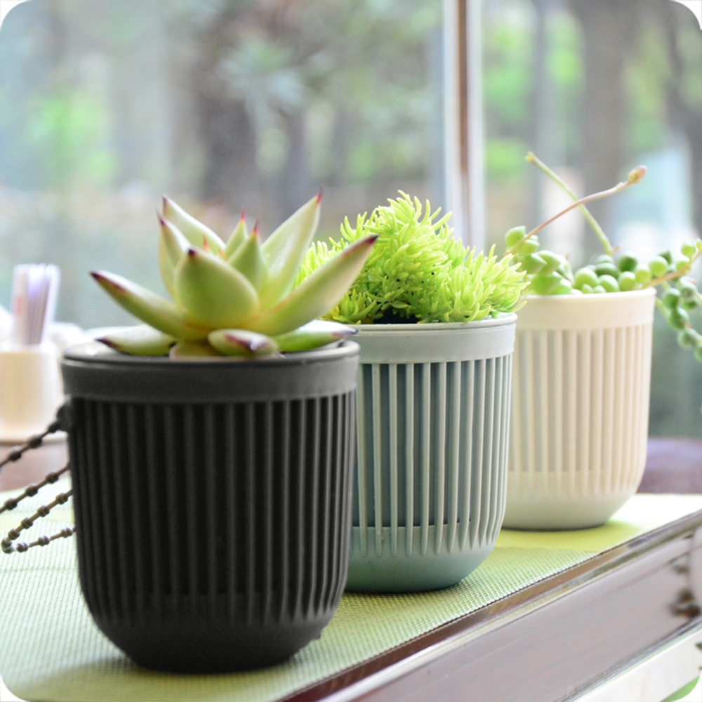 1 Chậu Hoa Bằng Nhựa Nhiều Màu Sắc Hai Lớp Trang Trí Nhà Cửa