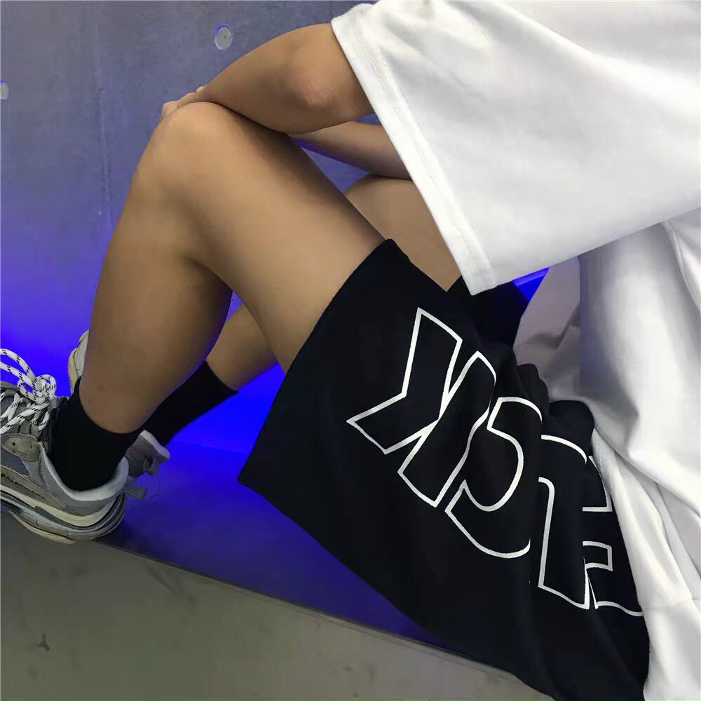 Quần short lửng nam nữ chất thun cotton in chữ Fuc.k, quần short thể thao dây rút
