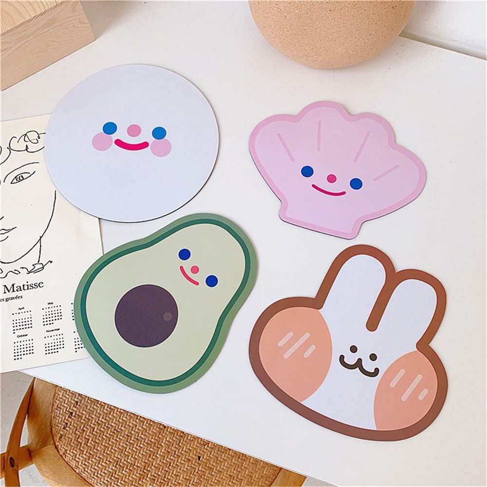 Miếng lót chuột máy tính, bàn di chuột dễ thương, pad chuột cute kích thước 17cm hình thỏ, bơ xanh, mặt cười...