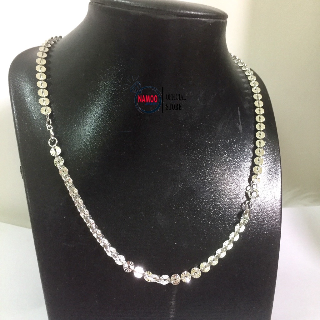 Dây Chuyền Mạ Bạc V013, Vòng Cổ Trơn Bạc Nữ Dài 50Cm Namoo Jewelry
