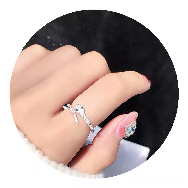Nhẫn Thép Titan Hình Rắn Nhỏ Tinh Xảo Sang Trọng Không Gây Dị Ứng Chống Thấm Nước Dễ Phối Đồ Thích Hợp Làm Quà Sinh Nhật Cho Bạn Gái