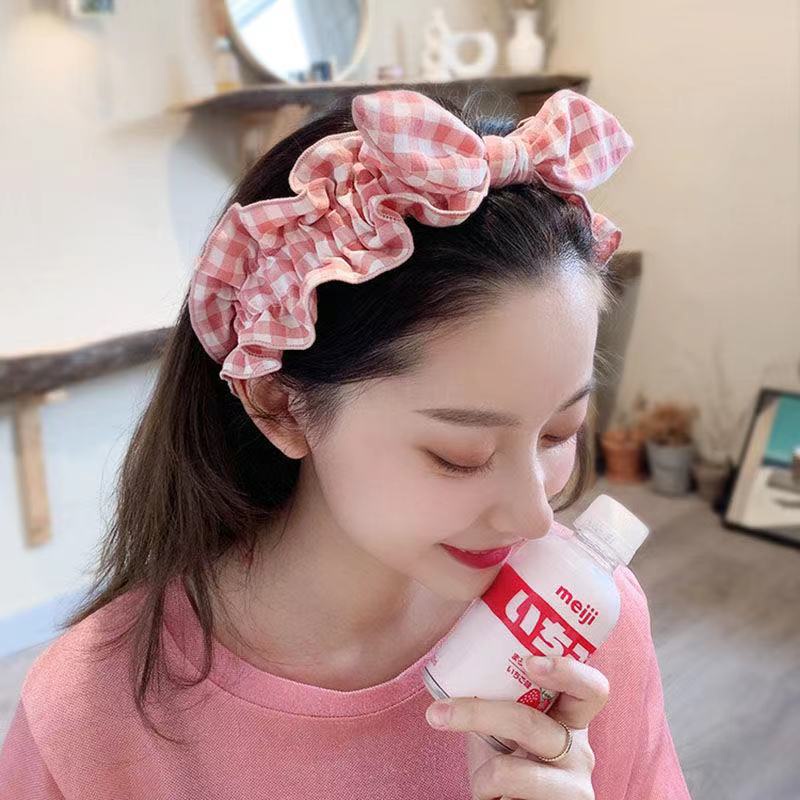 băng đô kẻ caro nhiều màu đỏ xanh vàng hồng dễ thươnglàm gọn tóc cho nữ