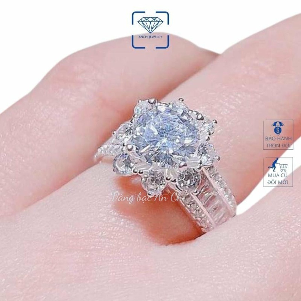 Nhẫn hoa sen ổ đá cao, chuẩn bạc ta bao sáng đẹp - Anchi jewelry. ( inbox shop mẫu đã chọn)