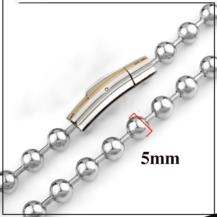 Dây chuyền kiểu bi 5mm khóa gài vip màu trắng sáng đẹp, không đen tạo nên đẳng cấp, phong độ cho người đeo