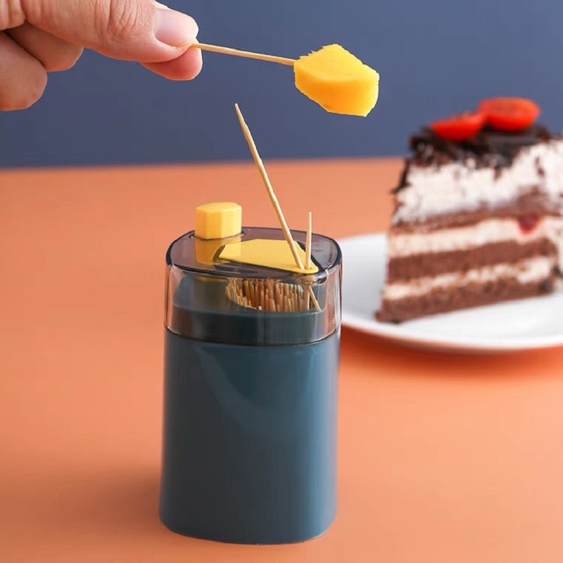 Lọ Đựng Tăm Xỉa Răng Lúa Mạch Thông Minh Cao Cấp Có Nút Nhấn Tự Động Bật Tăm Lên Tiện Dụng