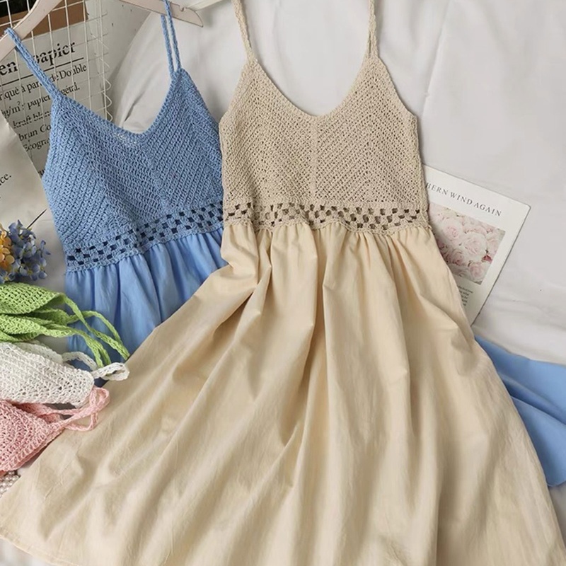 Đầm Midi Hai Dây Dáng Chữ A Lưng Cao Thời Trang Đi Biển Cho Nữ