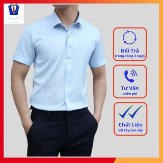 Áo sơ mi nam ngắn tay màu xanh hàng cao cấp