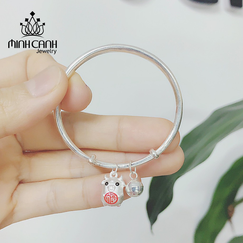 Vòng Bạc Trẻ Em Con Trâu Ôm Chữ Phúc - Minh Canh Jewelry